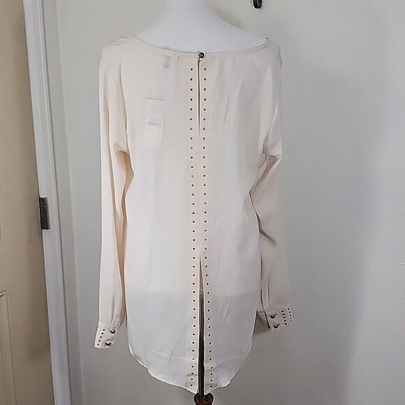 Daytrip semi-sheer long sleeve creme studded lightweight blouse size XL NWT - Picture 5 of 14
